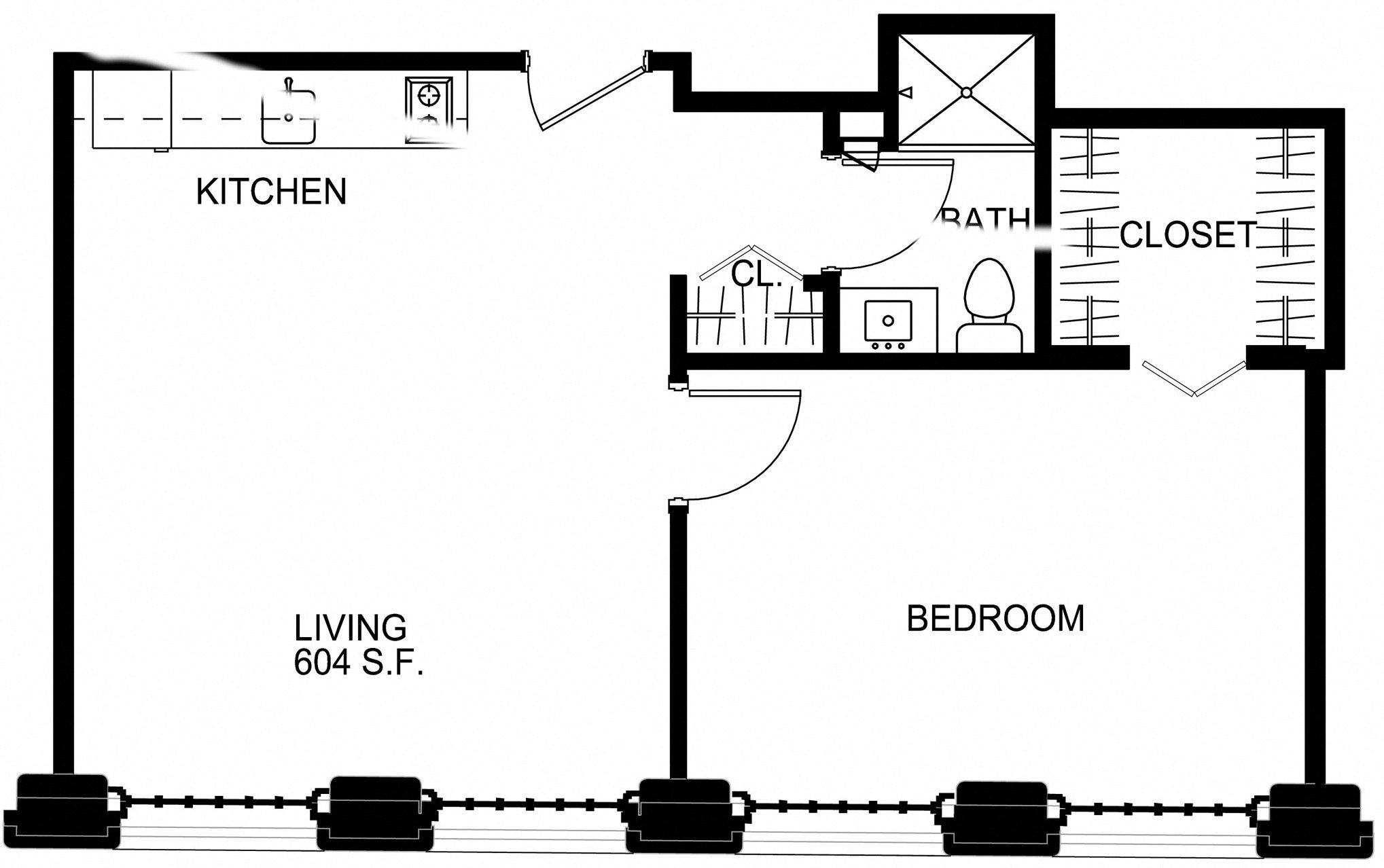 Floorplan for Apartment #S2426, 1 bedroom unit at Halstead Providence